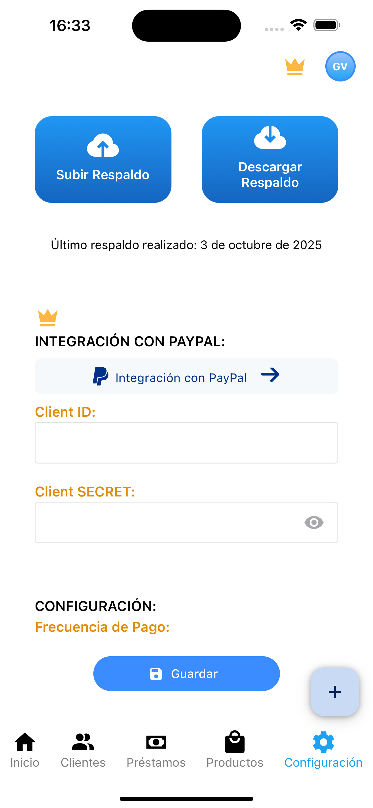 Pantalla préstamos